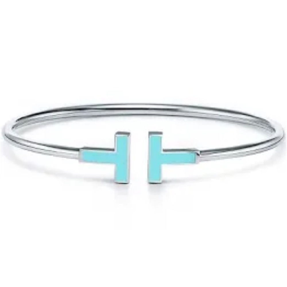 NWT Auth Tiffany T Wire white gold bracelet with paperwork originally 3500